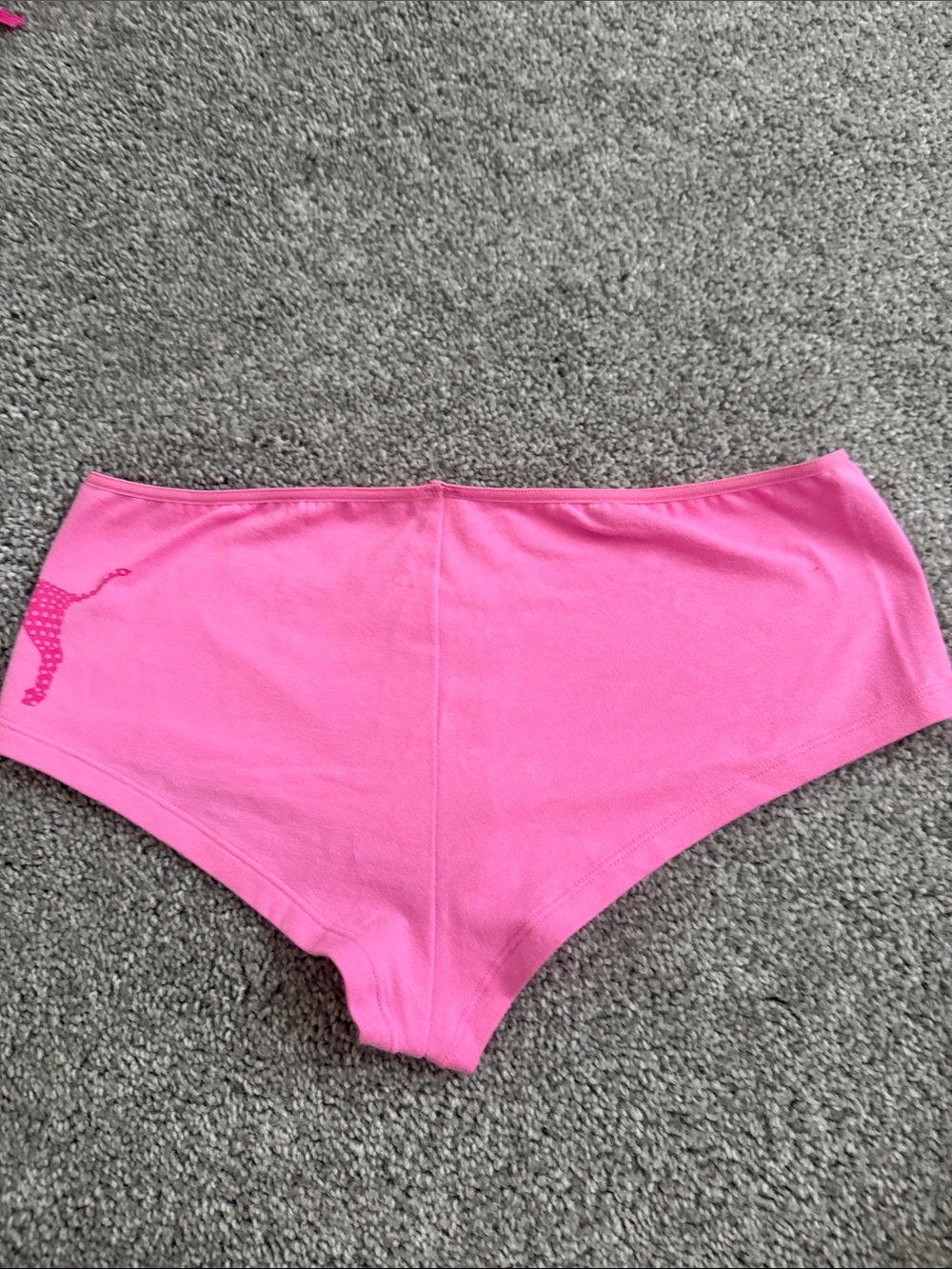 PINK Victoria's Secret Bright Pink Cotton Boyshorts with Rhinestone Accent - Picture 3 of 3